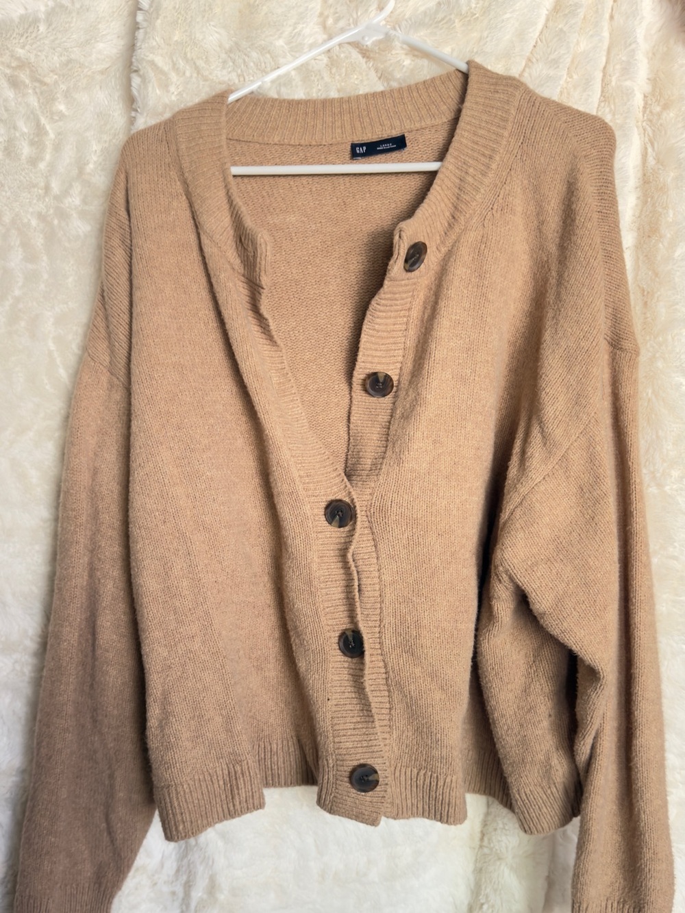 GAP cashsoft Women's Camel Button-Front Cardigan Sweater